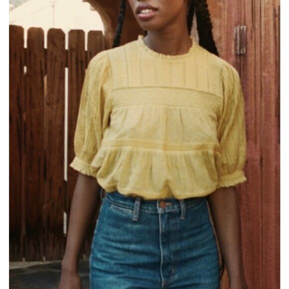 DOEN Adnet Top in Wheat S Embroidered Lace - Picture 1 of 10